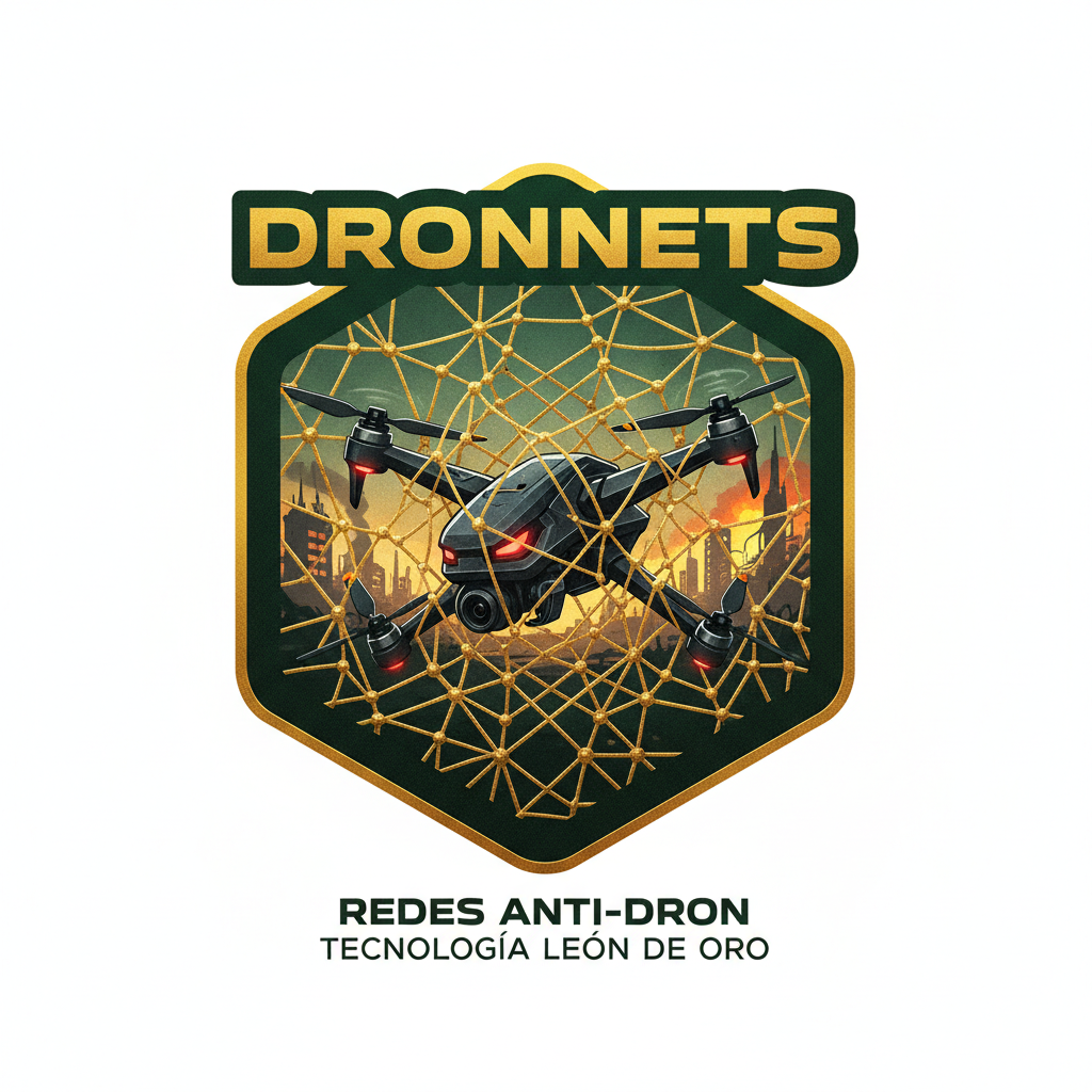 Emblema Dronnets Anti-Dron con Red Dorada